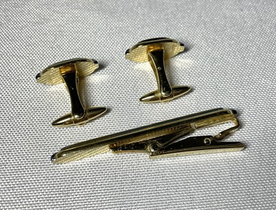 Auth [beautiful] Burberry Check Line Cufflinks Tie Pin Set
