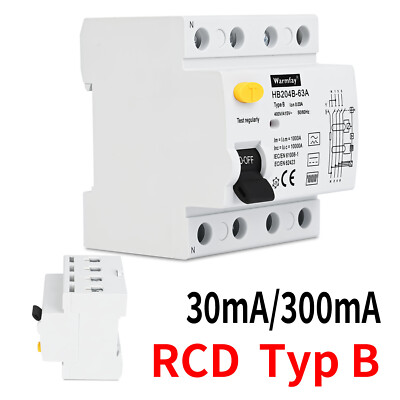 FI-Schutzschalter Typ B 63A 300mA 4-polig - Allstromsensitiv Für Wechselrichter