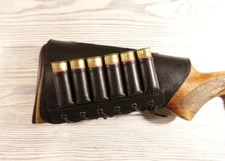 Leather Shotgun Shell Cartridge Buttstock Holder Сover - 12 & 20 GA Versions 