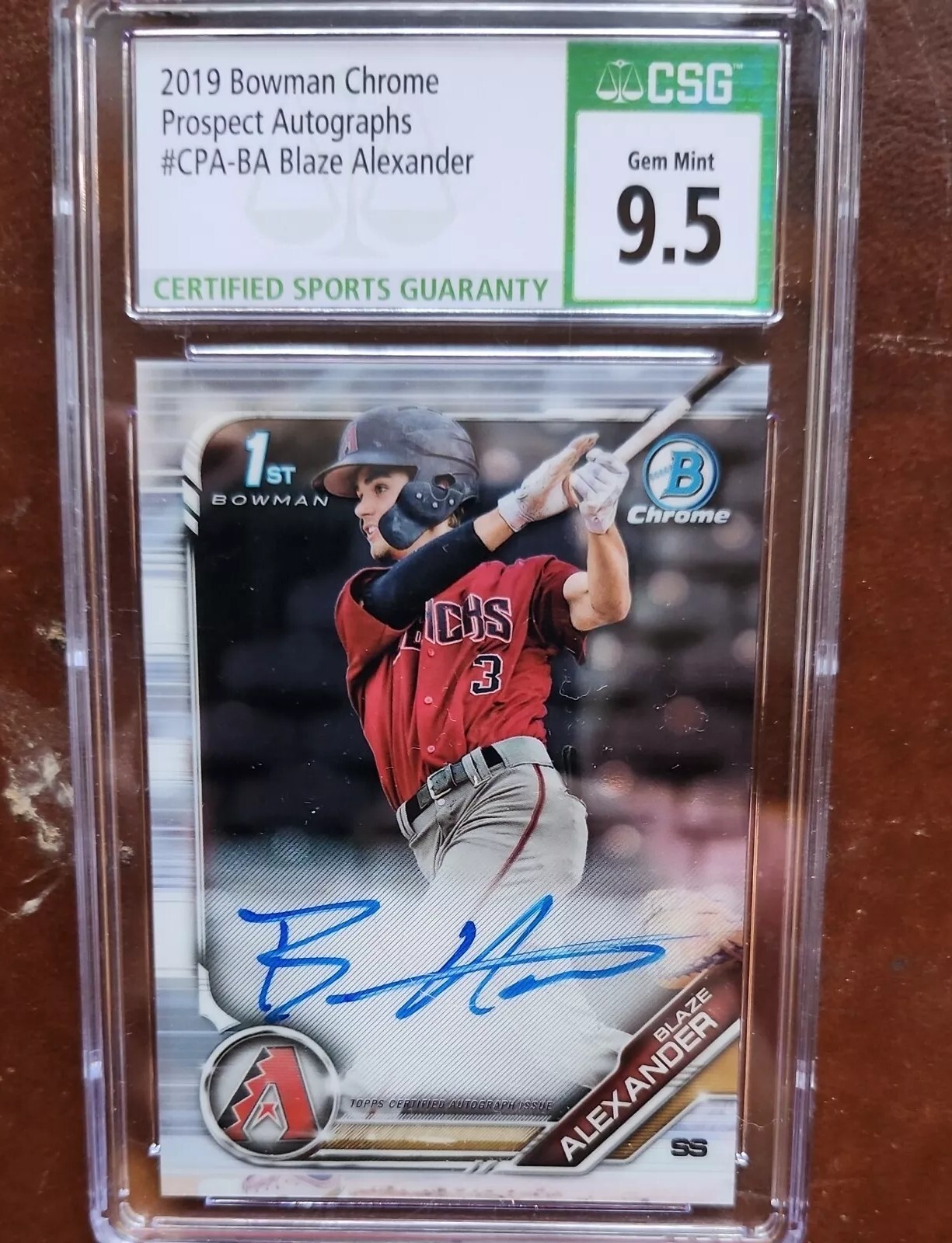 Blaze Alexander 2019 Bowman Chrome Prospect 1st Auto Card PSA 9 #CPA-BA