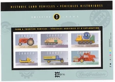 Canada 1552ii VF MNH S/S of 6 on DF paper, Historic Land Vehicles - 3 CV $25
