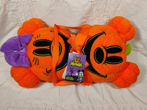 2024 Disney Parks Halloween Mickey & Minnie Mouse Pumpkin Pillow 2 Piece Set New