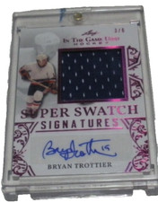 BRYAN TROTTIER 2020 LEAF ITG SUPER SWATCH GAME USED JERSEY AUTO 3/6 SIGNED CARD