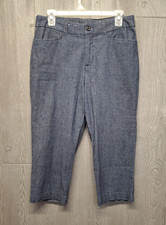 Croft  Barrow Pants Womens 10 Capri Stretch Classic Fit Chambray Blue 31x21