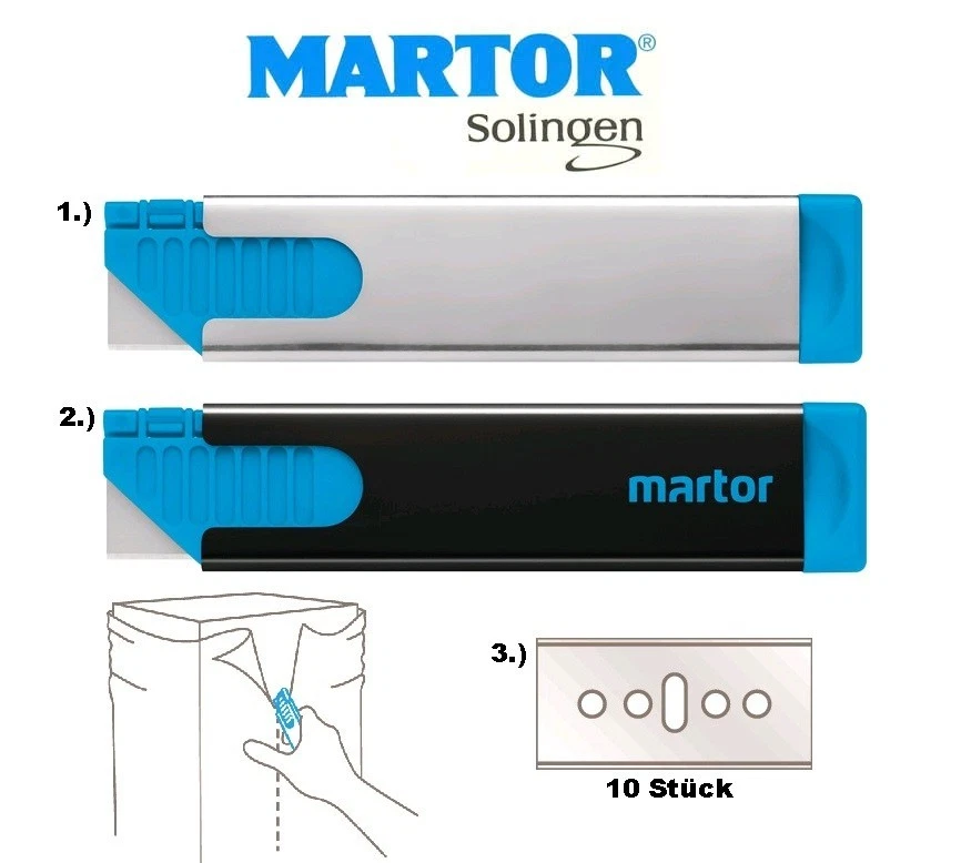 MARTOR Sicherheits Kartonmesser Cutter Secunorm Handy mit autom. Klingenrückzug