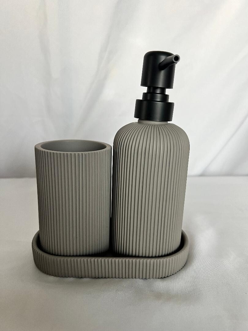 Elegant Soap Dispenser with Matching Tray for Bathroom or Kitchen-image