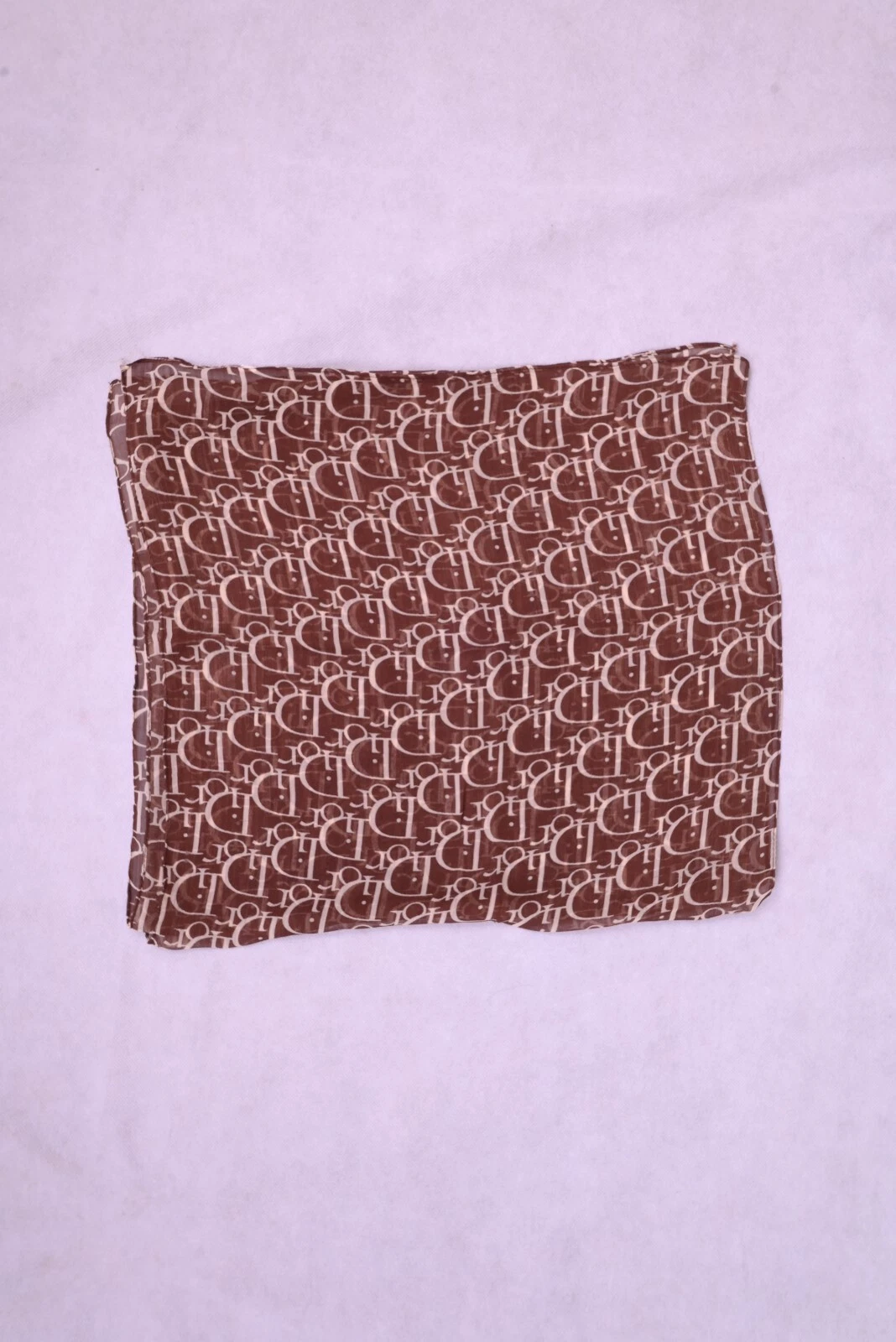 Christian Dior écharpe châle étole monogramme marron 100% soie Made in Italy