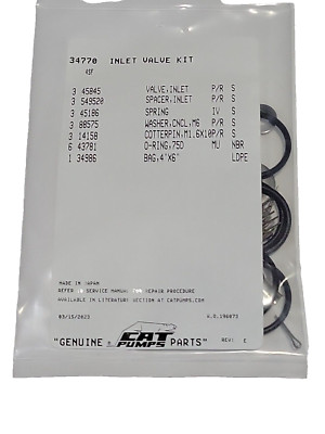 Cat Pumps 34770 Inlet Valve Kit OEM, Cat Pump 4SF Series Pumps BE - OEM Kit