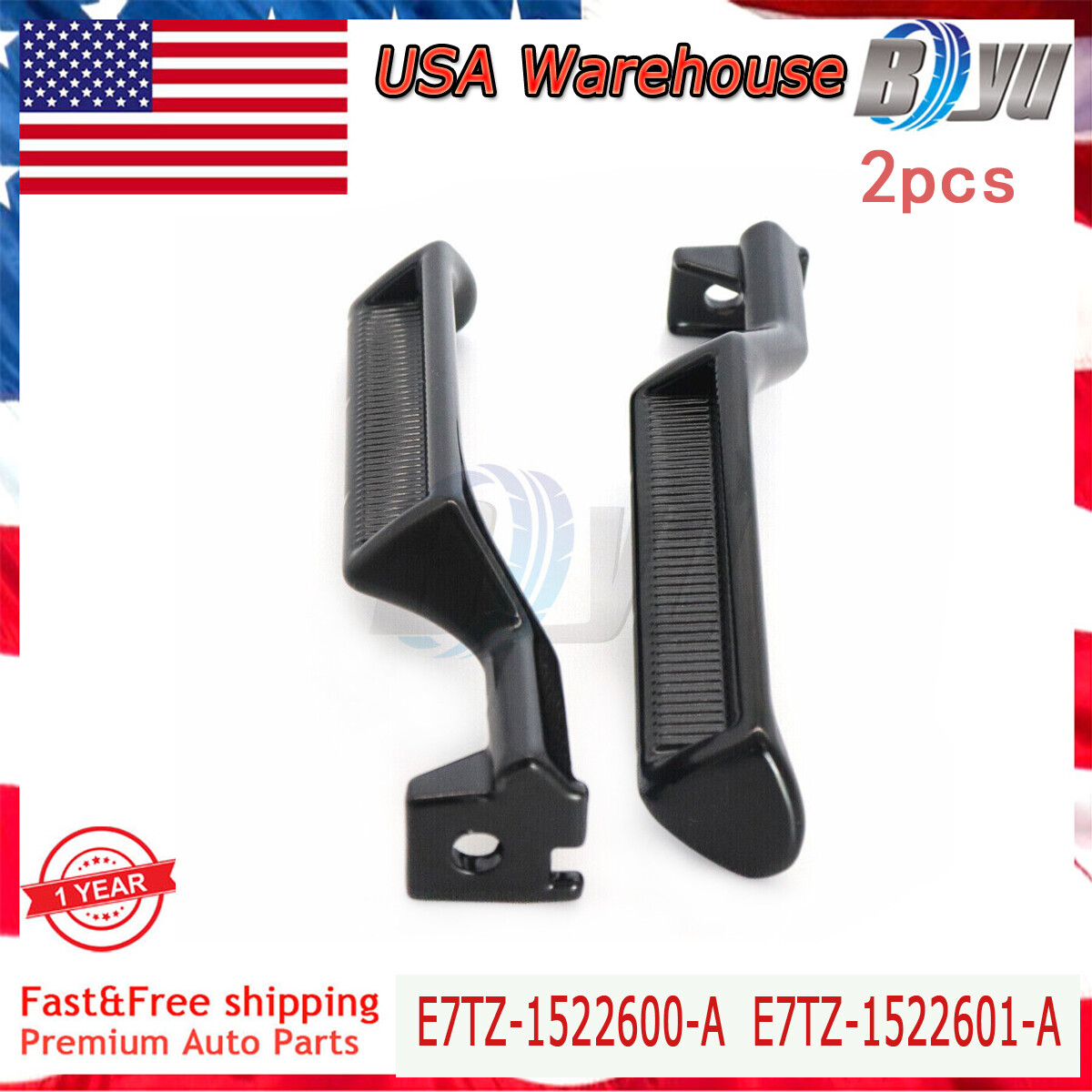 Inner Inside Door Handles Set Pair LH RH Black for 1987-96 F150 F250 F350 Bronco