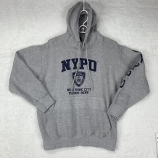 NYPD New York Police Department Mens Medium Hoodie Sweatshirt Pouch Pocket Gray