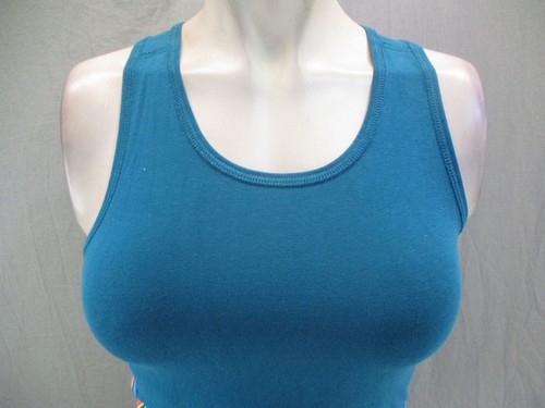 Hanna Andersson Size 10 Girls Teal Cotton Blend Stretch Athletic Tank Top 877 - Picture 2 of 9