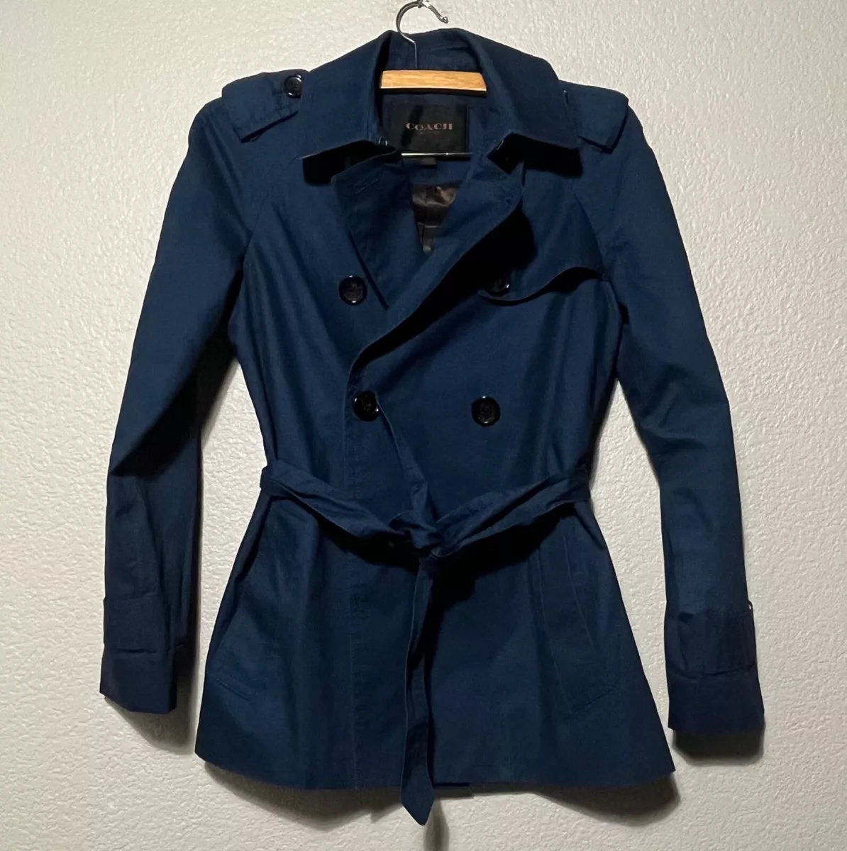 Navy single top breasted trench coat