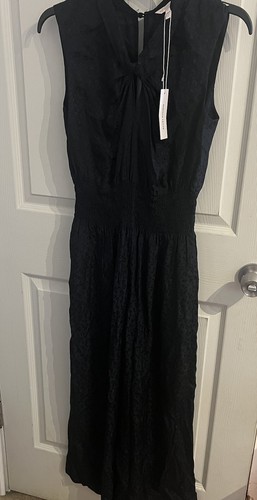 Rebecca Taylor Cheetah 100% Silk Sleeveless Wide Leg Crop Jumpsuit Black Small - Picture 5 of 21