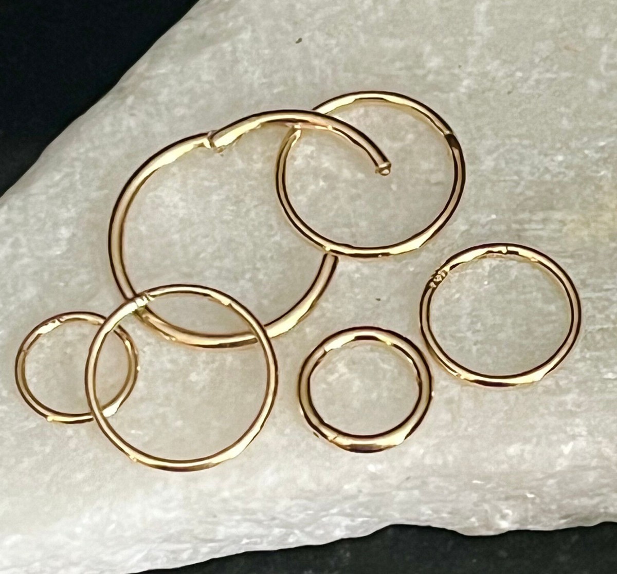 1pc Solid 14kt Gold Hinged Segment Ring Septum Nose Ring Helix