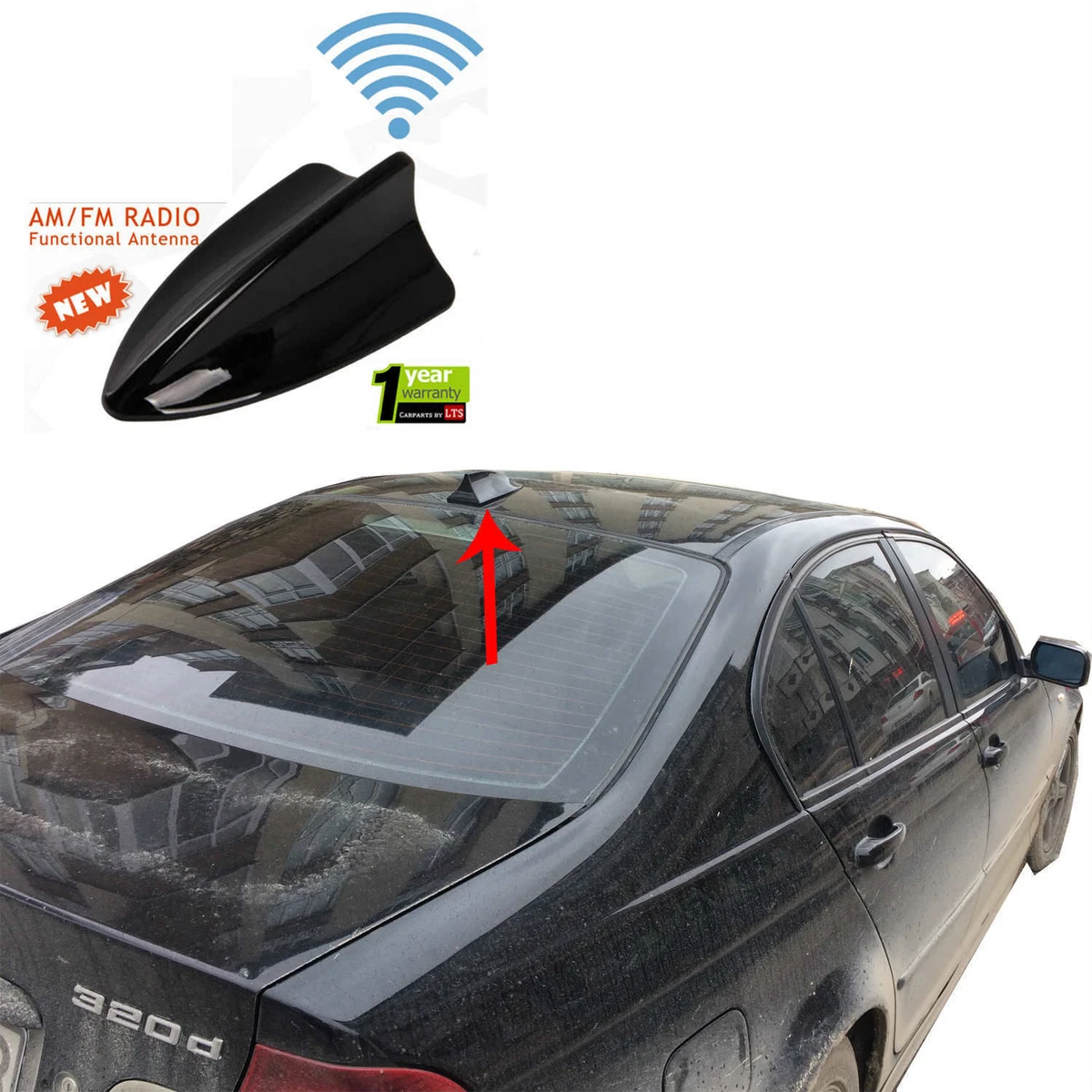 Kohlefaser Auto Haifisch Fin Antenne Dach Am / FM Radio Passend für Bmw F30  F20 E46