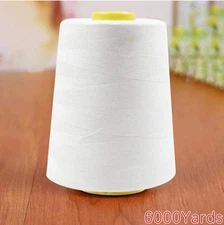 6000 Yard Spool WHITE Sewing Thread All Purpose 100% Polyester