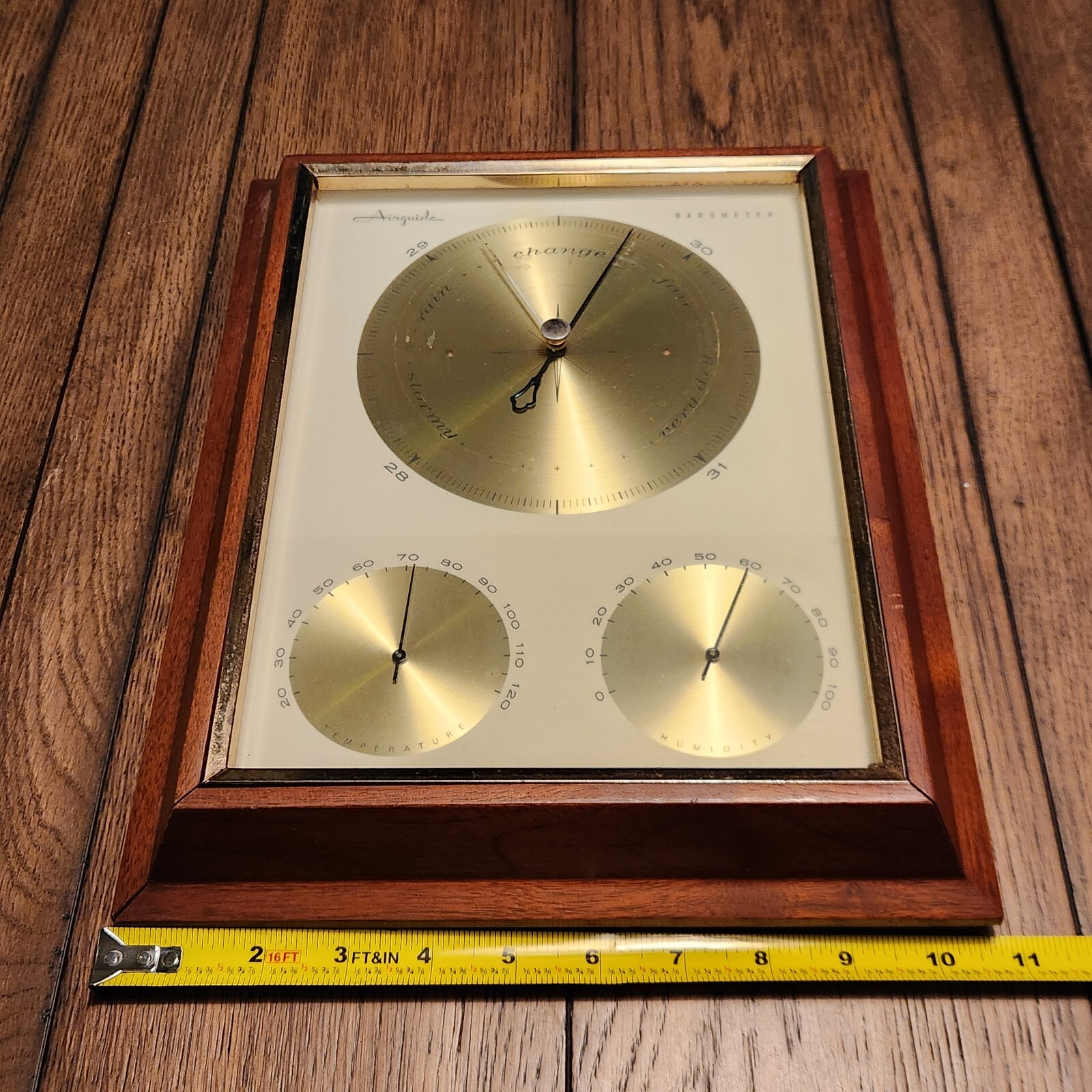 Airguide Barometer Instrument CO Chicago USA Temperature Glass Frame Antique Vtg eBay