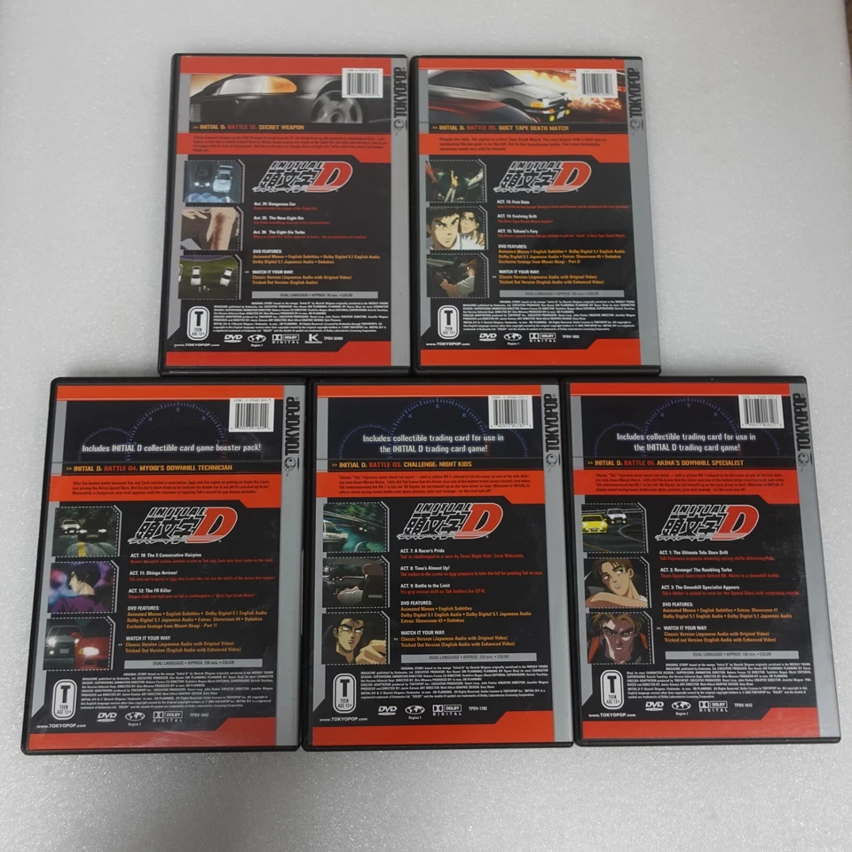 Initial D Battle 1, 3, 4,5, and 12 5 DVD Lot Anime Series Battle Tokyo Pop - Image 2 of 3