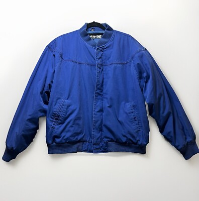 Vintage 90s Bomber Jacket Mens Large Blue Wear Me Out Zip Up