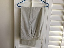 David Brooks Linen/Cotton   Greenish Cream Plaid Pants Women's 14