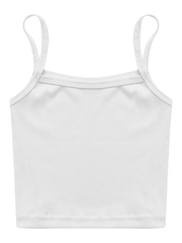 Mädchen Cami Tank Top Basic Camisole Crop Tops ärmellos Strick gerippt T-Shirt - Bild 48 von 67
