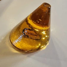 Fire & Light recycled glass Citrine Amber Yellow paperweight Cone 4" X 3.5"