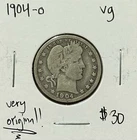 1904 O Barber Quarter Choice Vg ~PQ Original~