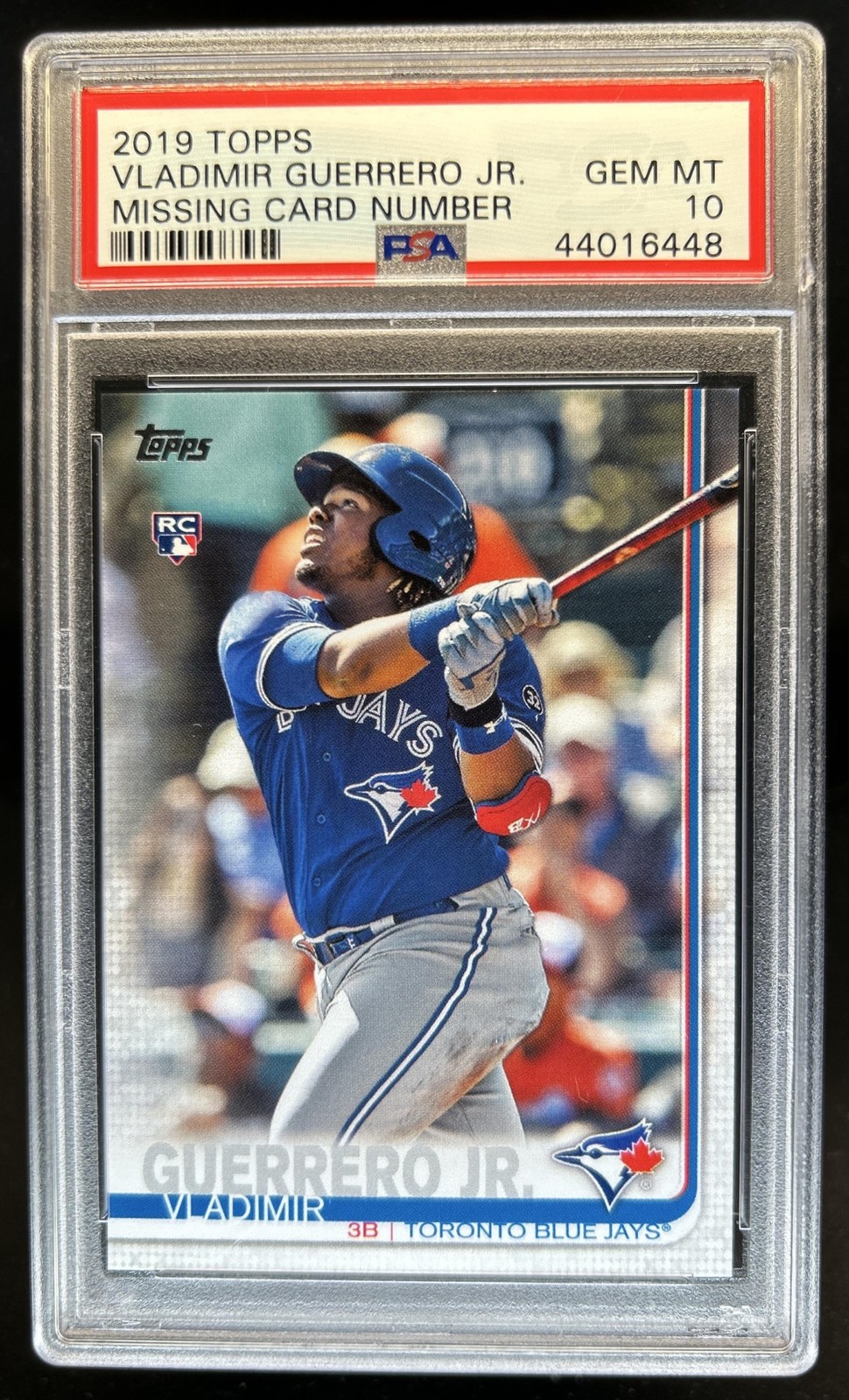 2019 Topps Vladimir Guerrero Jr. RC Missing Card # SP Blue Jays PSA 10