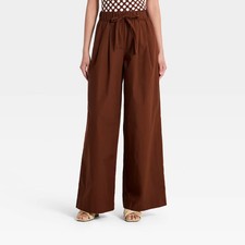 Women Pull-On Twill Pants - A New Day Brown M