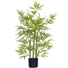 HOMCOM Pianta di Bambu Artificiale da 90 cm con Vaso in Cemento Ø15x12.5 cm