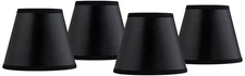 Set of 4 Chandelier Lamp Shades Black Paper Small 3x5x4 Candelabra Clip-On