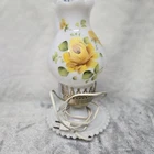 Vintage Milk Glass Hand Painted Floral Hobnail Hurricane Lamp Excellent