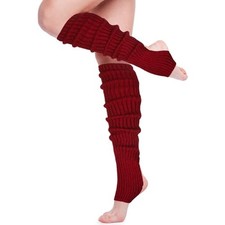 Long Leg Warmers for Women 24 Inch over The Knee Knit One Size 1 Wine Red