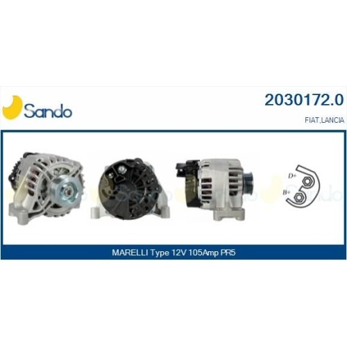 Alternateur Sando 2030172.0 robustesse mécanique supérieure pour Fiat