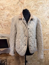Aquascutum London Women’s Beige Quilted Jacket Corduroy Collar Size L