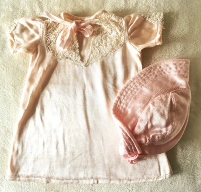 süßes antikes Puppenoutfit Kleid und Haube f. Käthe Kruse o.a. - Bild 1 von 4