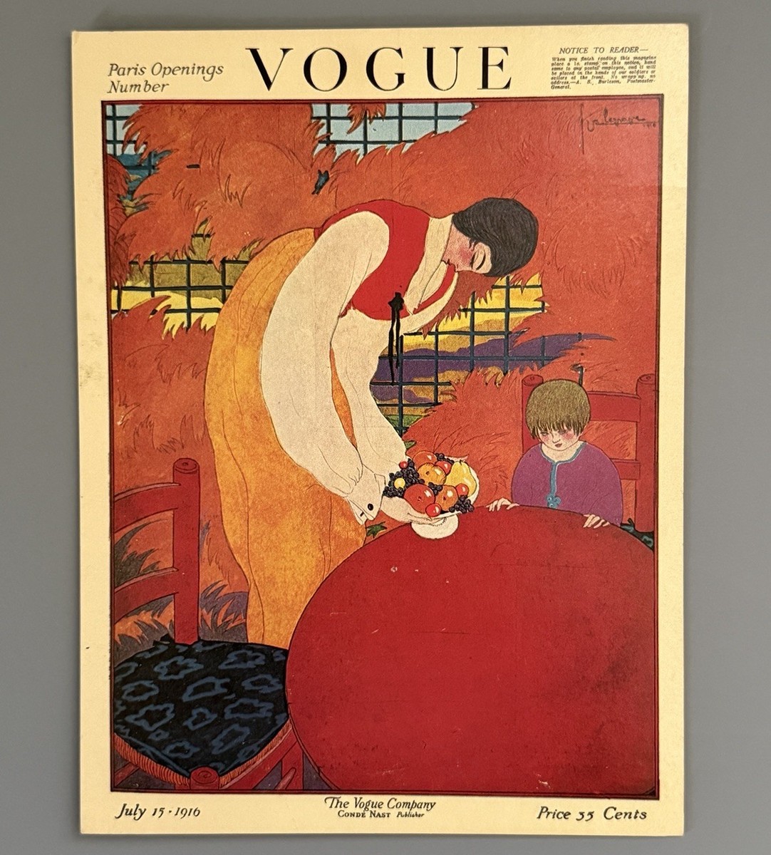 Vintage Vogue Magazine Cover Litho Art Print July 15 1916 George