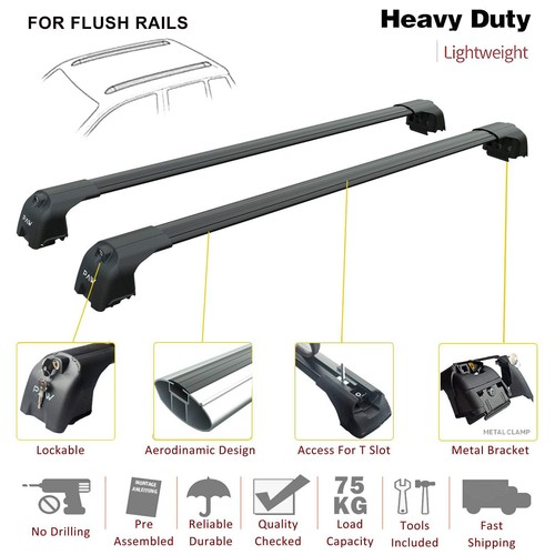 For Jeep Commander 2021-2025 Roof Rack Cross Bars Flush Rail Alu Silver - 第 3/3 張圖片