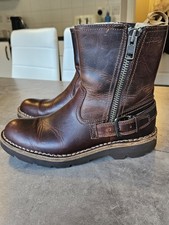 Clarks Norton Mellor Brown Leather Ankle Biker Boots UK 7.5 Eu 41 Us 9.5 Ex Cond