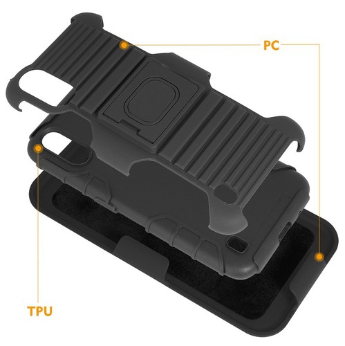 Noir Robuste Prise Stand Étui + Clip Ceinture Holster pour Samsung Galaxy A01 - Photo 9 sur 11