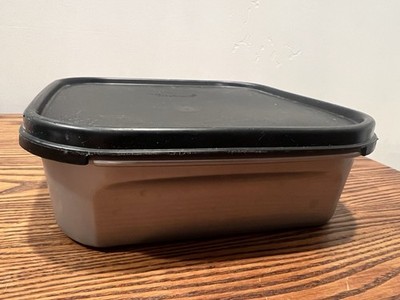 Tupperware Modular Mate #1 Square canister black grey 5  cups volume 7x7x2.5