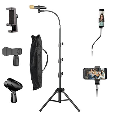 Microphone Stand For singing For Most Mic, Gooseneck Mic Stand Adjustable Hei...