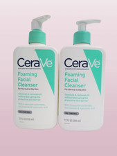 CERAVE FOAMING FACIAL CLEANSER FOR NORMAL TO OILY SKIN 12 OZ LOT OF 2 