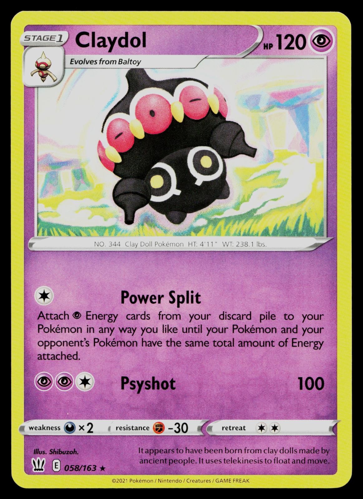CLAYDOL 058/163 RARE BATTLE STYLES POKEMON NM