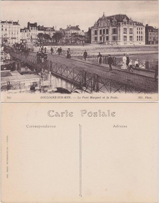 Boulogne-sur-Mer Le Pont Marguet et la Poste/Straße, Brücke und Postamt 1913