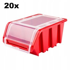 20x Lagerbox mit Deckel 160x230x120mm Rot, stapelbar, Werkstatt, Garage