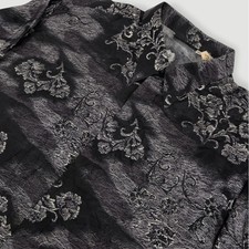 Versace Classic V2 Silk Button Up Shirt Mens 18.5 Grey Black Floral Italy