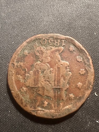 1850 Large Cent Coin XF details Damaged Obverse Free Shipping Lot #1078 - Picture 3 of 4
