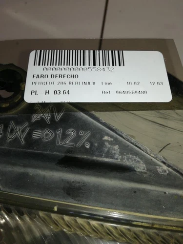 9640559480 Faro Derecho para PEUGEOT 206 X-Line 2001 558432 - Imagen 3 de 9