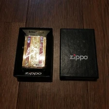 No Oil ZIPPO Armor Pink Shell & Arabesque Lighter Gold Finish New In Box